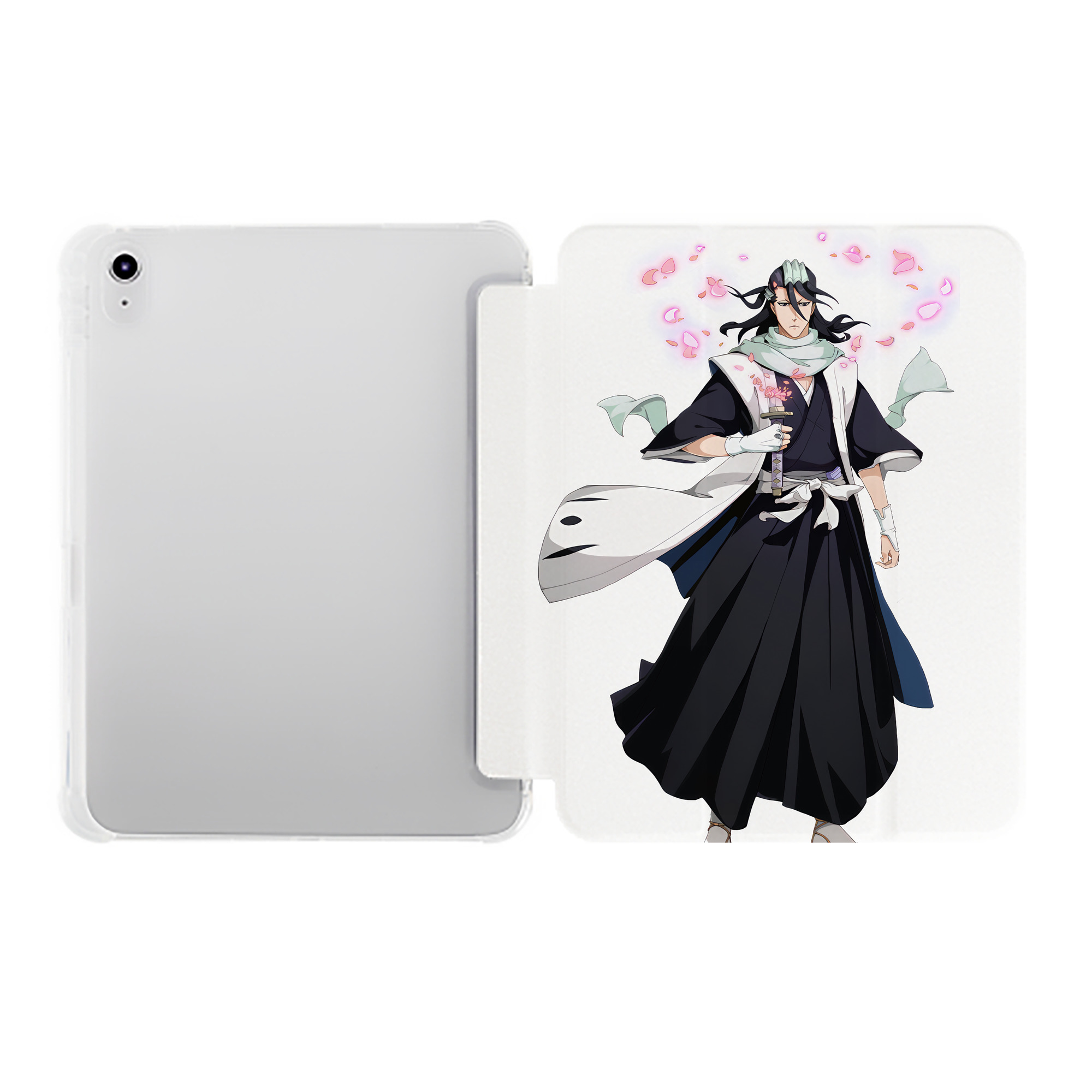 （画像用） ブリーチ くちき びゃくや BLEACH Kuchiki Byakuya IPad ケース ペン収納付き 三つ折りスタンド PUレザー×シリコン 対応機種9.5/10.5/10.9インチ